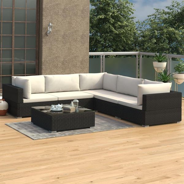 Pratico Set Di Mobili Da Giardino Set Di Mobili Da Balcone Set Di 6 Pezzi Da Giardino Con Cuscini In Poly Rattan Nero - Set Di Mobili Da Giardino ,Mobili Di Design 2736473 3Parcel-image