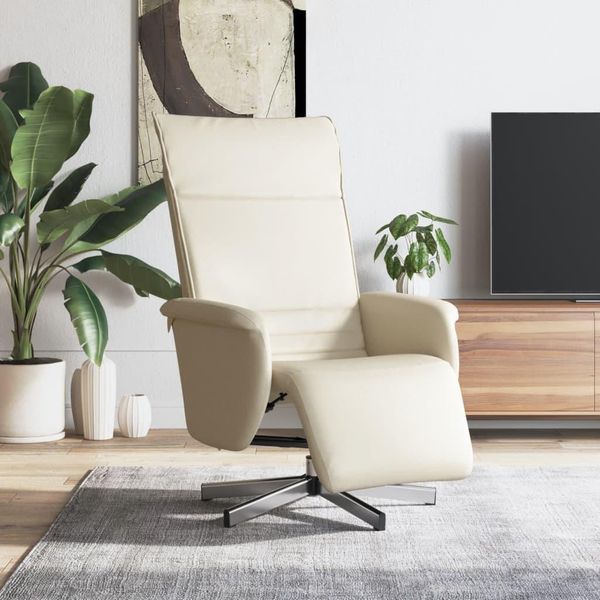 Poltrona Reclinabile Di Design Con Poggiapiedi In Ecopelle Crema - Tv & Poltrona Reclinabile 2025 Nuovo2516478 1Pacco-image