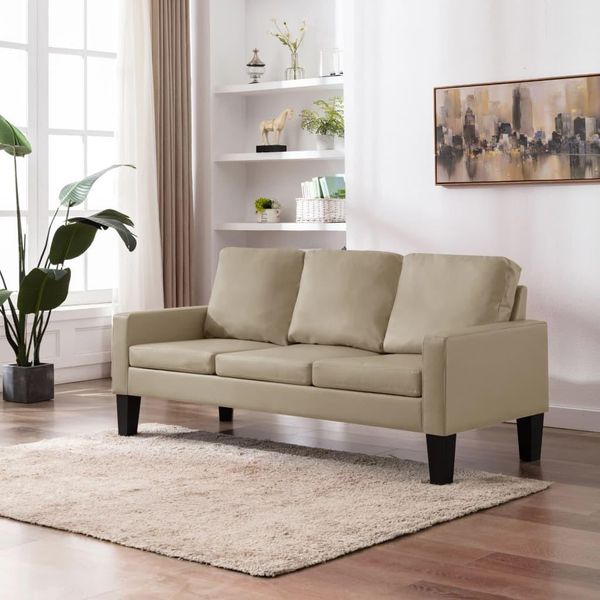 Divano A 3 Posti In Ecopelle Marrone Cappuccino - Classic Sofas Octo8702908 2Parcel-image