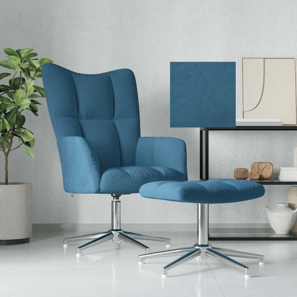 Stabli MöBel Poltrona Relax Con Poggiapiedi In Velluto Blu - Poltrona Tv & Relax CC4013503 1Pacco-image