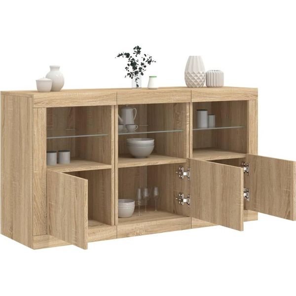 Best MöBel Credenza Con Luci Led Rovere Sonoma 123X37X67 Cm - Cassettiere Cloris New8172559 2Parcel-image
