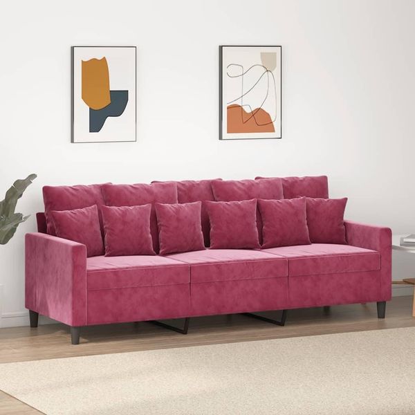 Best MöBel Divano A 3 Posti Rosso Vino 180 Cm Velluto - Divani Classici Cloris New9296078 1Parcel-image