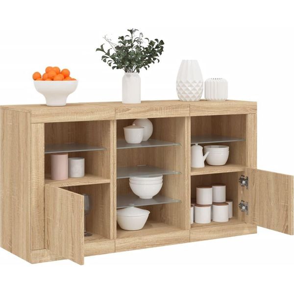 Maison Exclusive - Credenza Con Luci Led Rovere Sonoma 123X37X67 Cm-image