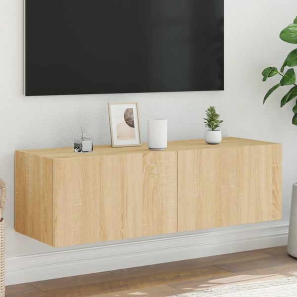 2025 Cloris Mobile Tv A Parete Con Luci Led Rovere Sonoma 100X35X31 Cm - Mobili Tv Vendita1847080 1Pacco-image