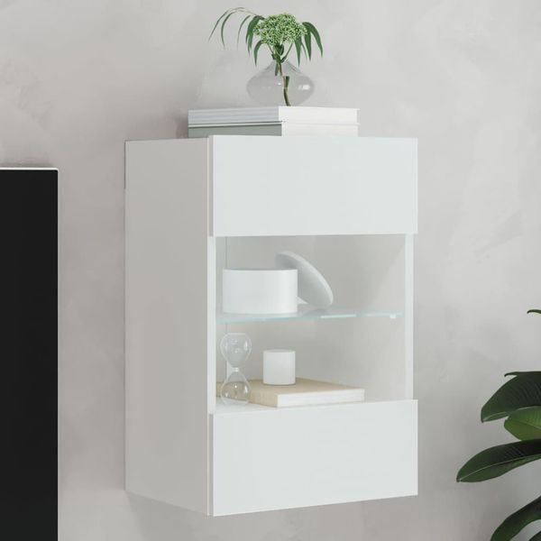 Mobile Tv A Parete In Stile Elegante Con Luci Led Bianche 40X30X60,5 Cm - Mobili Tv Hommie1747415 1Pacco-image