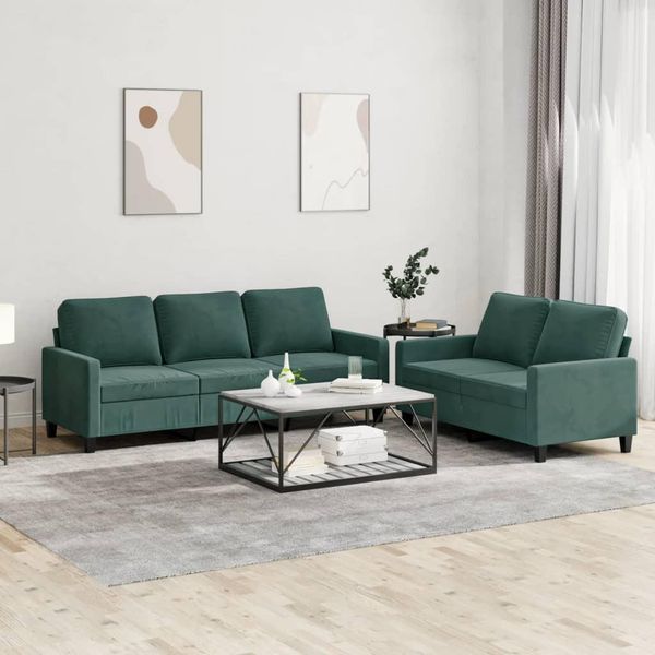 2025 Set Di Divani Moderni A 2 Pezzi Con Cuscini In Velluto Verde Scuro - Divani Classici,Design 1744121 2Parcel-image