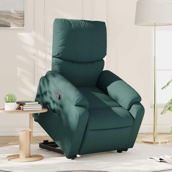 Pratica Poltrona Reclinabile Con Ausilio Per L'appoggio, In Tessuto Verde Scuro - Sedie Tv E Reclinabili ,Mobili Di Design 9092746 2Pacchi-image