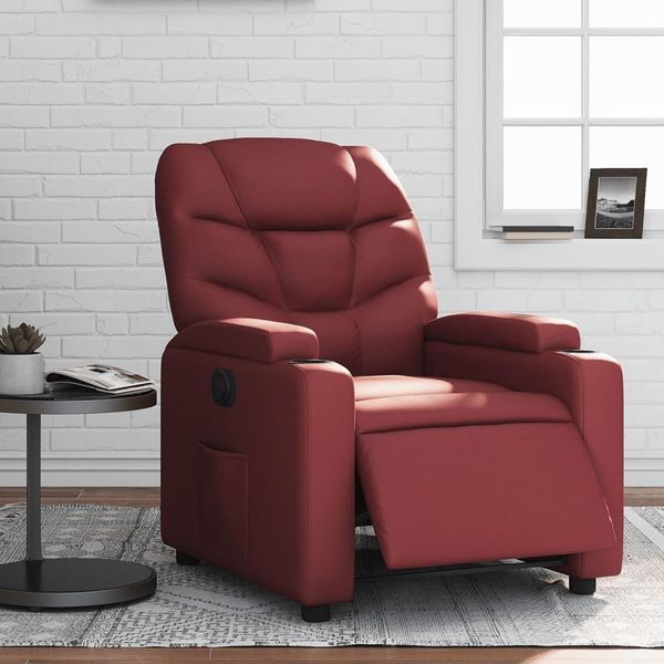Best MöBel Poltrona Relax Elettrica Vino Rosso Pelle Finta - Tv & Relax Poltrona CL7325751 2Parti-image