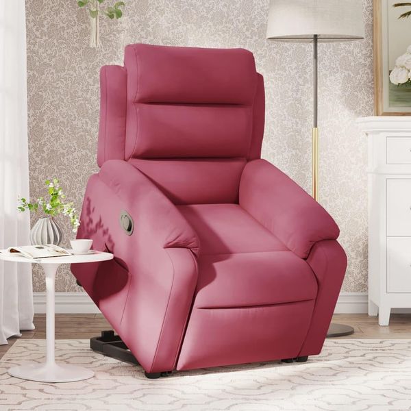 Best MöBel Poltrona Relax Con Ausilio Per L'appoggio In Piedi Velluto Rosso Vino - Cloris New6692784 2Parcel-image