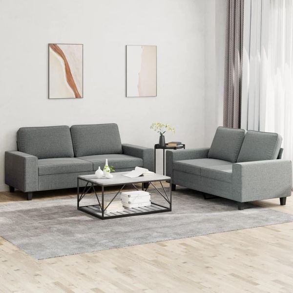 Best MöBel Set Divano 2 Pezzi Tessuto Grigio Scuro - Divani Classici Cloris New9242445 2Parcel-image