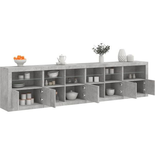 Best MöBel Credenza Con Luci Led Grigio Cemento 283X37X67 Cm - Cassettiere Cloris New1123461 4Parcel-image