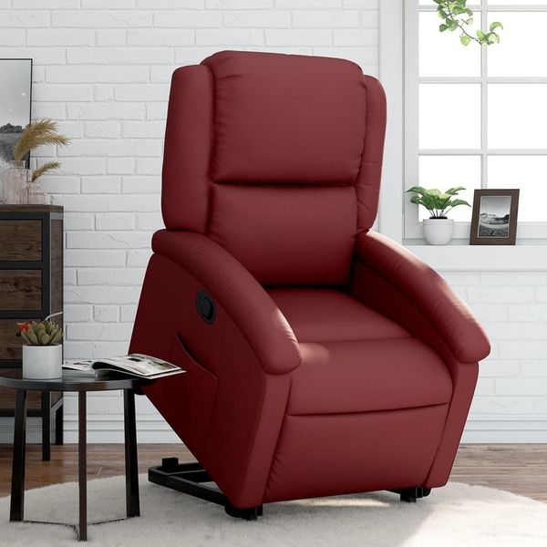 Bei Cloris Poltrona Relax Con Supporto In Pelle Finta Rosso Vino - Poltrona Tv E Reclinabile New2120301 2Parti-image