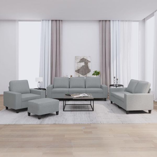 Best MöBel Set Di Divani 4 Pezzi In Tessuto Grigio Chiaro - Classic Sofas Cloris New7107761 4Parcel-image
