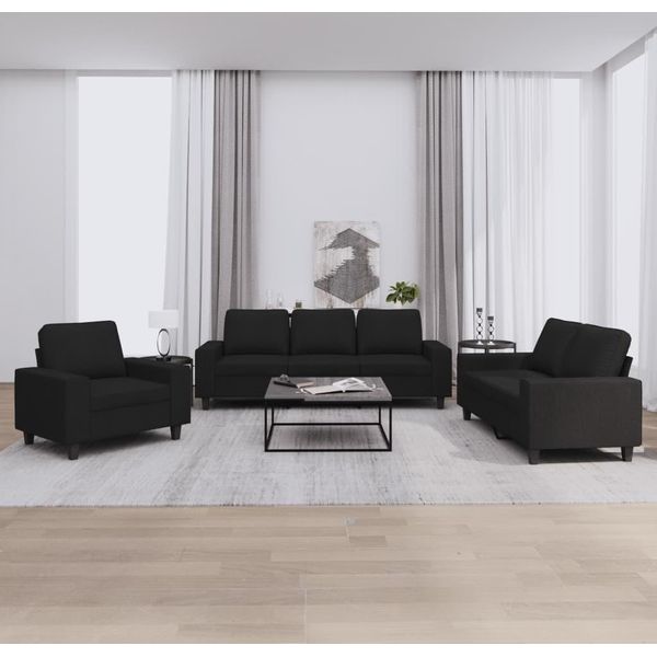 Bei Cloris Set Di Divani 3 Pezzi In Tessuto Nero - Divani Classici New7776582 3Parcel-image