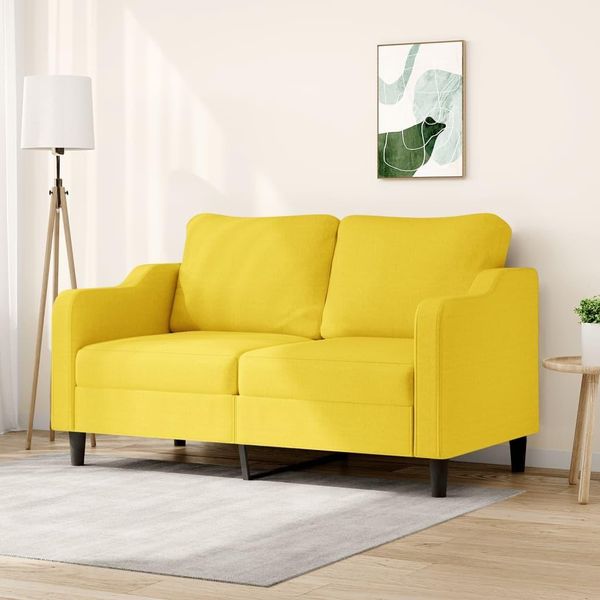 Divano A 2 Posti In Stile Elegante Giallo Chiaro 140 Cm In Tessuto - Divani Classici Hommie6898115 1Pacco-image