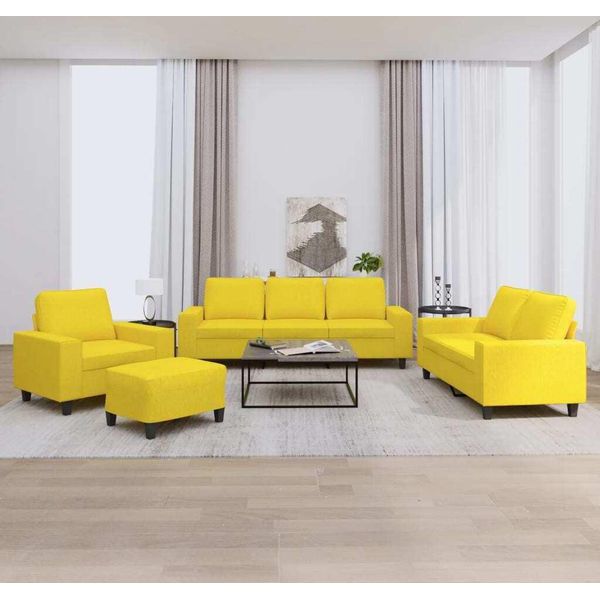 Semplice Set Di Divani 4 Pezzi In Tessuto Giallo Chiaro - Classic Sofas DE7430365 4Parcel-image