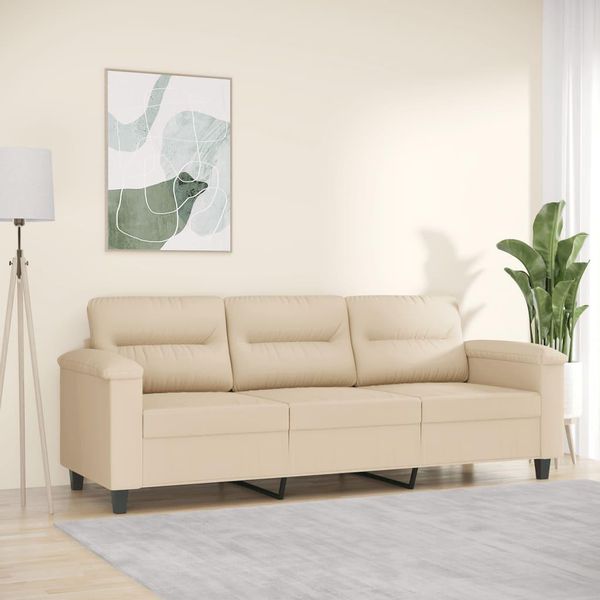 Best MöBel Divano 3 Posti Crema 180 Cm Tessuto Microfibra - Divani Classici Cloris New1602150 1Pacco-image