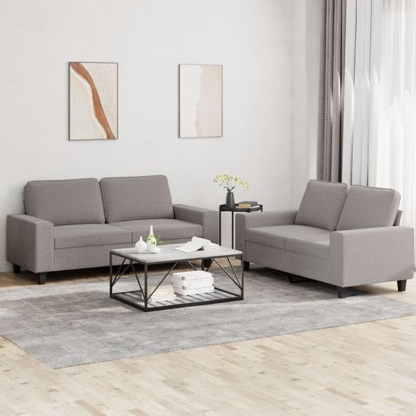 Best MöBel Set Divano 2 Pezzi Tessuto Taupe - Divani Classici Cloris New1346992 2Parcel-image