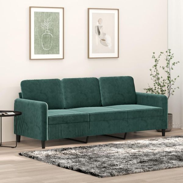 Bei Cloris Divano A 3 Posti In Velluto Verde Scuro 180 Cm - Divani Classici Nuovo7749344 1Pacco-image