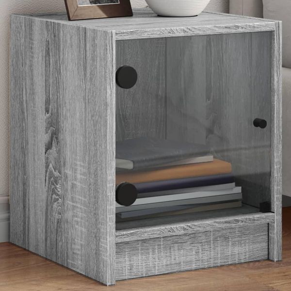 Pratici Comodini Con Ante In Vetro 2 Pz. Grigio Sonoma 35X37X42 Cm - Comodini E Armadi ,Mobili Di Design 5780992 1Pacco-image