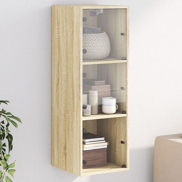 Vetrina Design Armadio A Muro Con Ante In Vetro Rovere Sonoma 35X37X100 Cm - Cassettiere 2025 Nuovo4998431 1Pacco-image