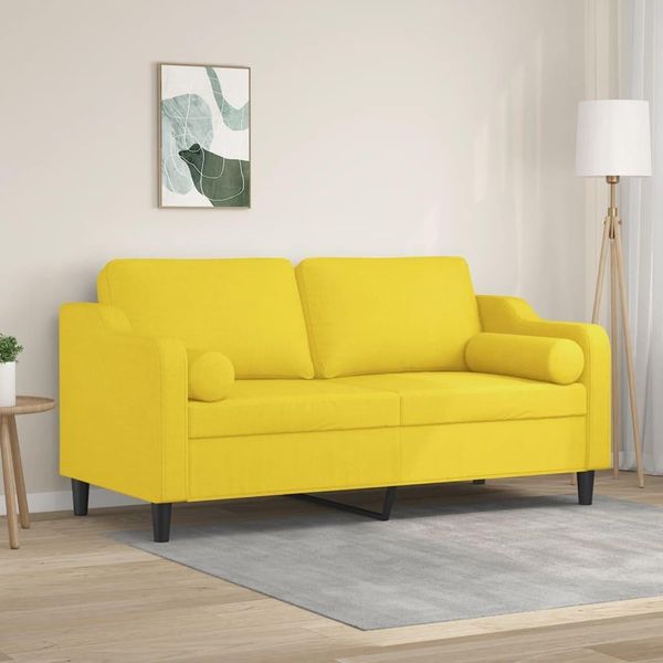 Best MöBel Divano A 2 Posti Con Cuscini Decorativi In Tessuto Giallo Chiaro 140 Cm - Classic Sofas CL5034270 2Parcel-image