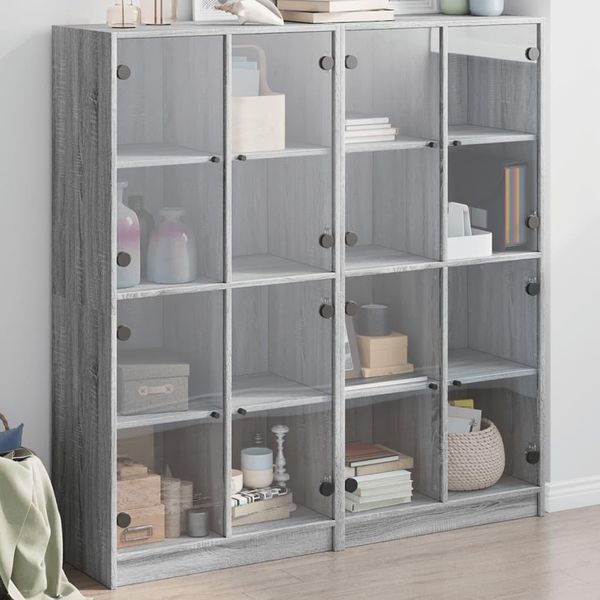 Best MöBel Vetrina Libreria Con Ante Grigio Sonoma 136X37X142 Cm Materiale Legno - Cassettiere Cloris New8176147 4Parcel-image