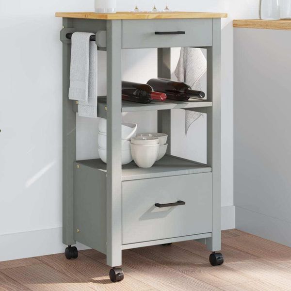 2025 Carrello Da Cucina Moderno Monza 48X40X90 Cm In Legno Di Pino Massiccio - Carrello Portavivande,Design 1892142 1Pacco-image