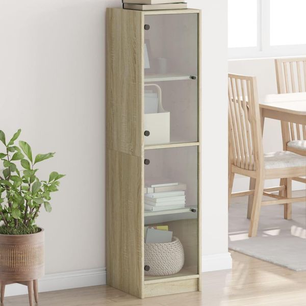 Vetrina Durevole Con Ante In Vetro Rovere Sonoma 35X37X142 Cm - Cassettiere Octo8768174 1Pacco-image