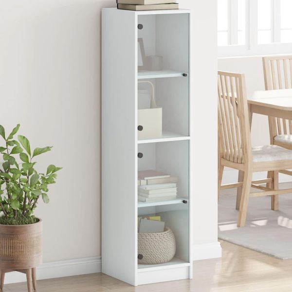 Bei Cloris Vetrina Con Ante In Vetro Bianco 35X37X142 Cm - Cassettiere Nuovo3470432 1Pacco-image