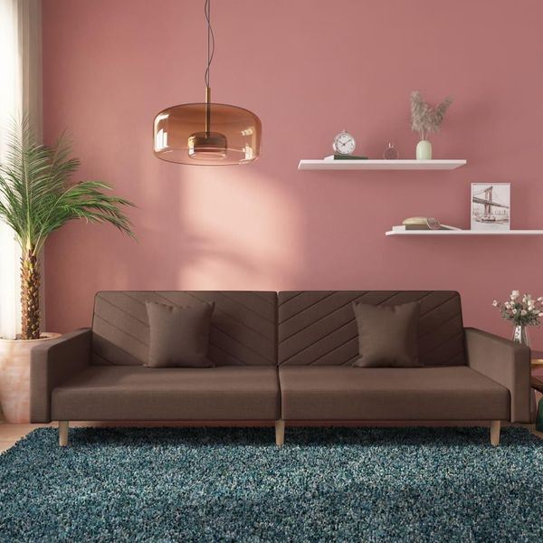 Durevole Divano Letto A 2 Posti Con 2 Cuscini In Tessuto Taupe - Classic Sofas Octo5478286 1Parcel-image