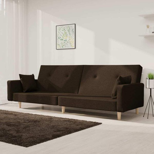 Best MöBel Divano Letto 2 Posti Con 2 Cuscini Tessuto Marrone Scuro - Divani Classici Cloris New7583445 1Pacco-image