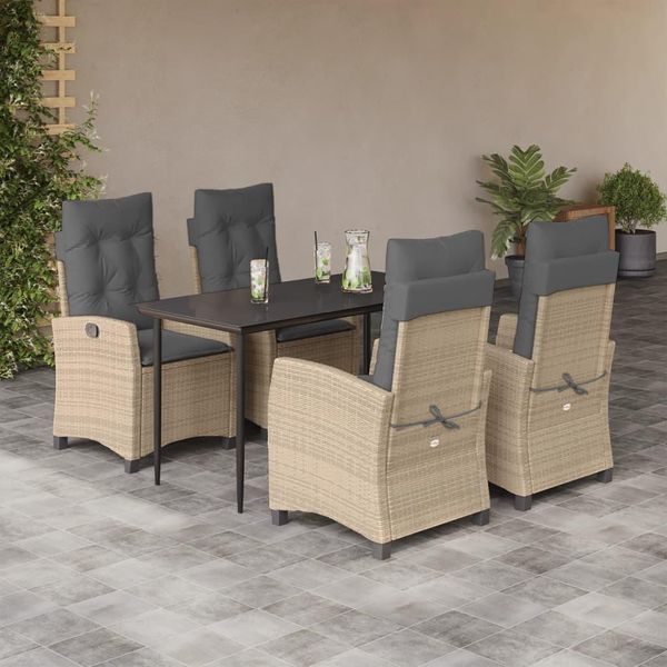 Set Di Mobili Da Giardino Bei Cloris Set Di Mobili Da Balcone Set Da Pranzo Da Giardino 5 Pezzi Con Cuscini Beige Mix Poly Rattan - Set Di Mobili Da Giardino New9498529 3Parcel-image