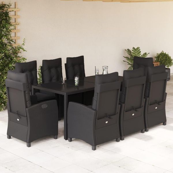 Bei Cloris Set Di Mobili Da Giardino Set Di Mobili Da Balcone Set Da Pranzo Da Giardino 9 Pezzi Con Cuscini Nero Poly Rattan - Set Di Mobili Da Giardino Nuovo6664179 5Parcel-image