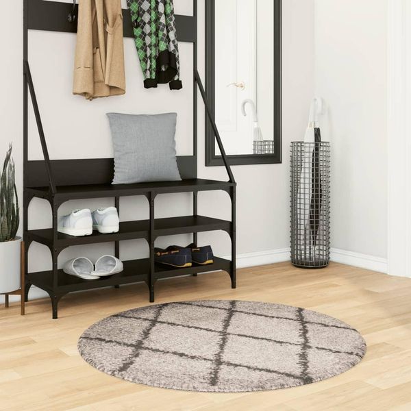 Pratico Tappeto Shaggy Pamplona A Pelo Profondo Moderno Beige Antracite Ø 100Cm - Tappeti Di Design ,Arredamento Di Design 3739628 1Parcel-image