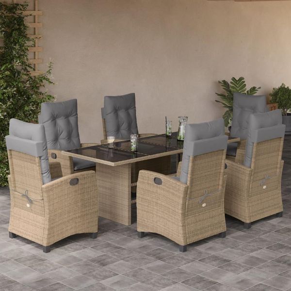 Set Di Mobili Da Giardino Di Design Set Di Mobili Da Balcone Set Da Pranzo Da Giardino 7 Pezzi Con Cuscini Beige Mix Poly Rattan - Set Di Mobili Da Giardino 2025 Neu6731040 4Parcel-image