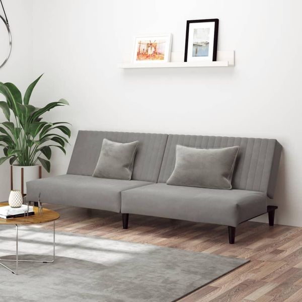 Divano Letto Durevole A 2 Posti In Velluto Grigio Chiaro - Classic Sofas Octo1855301 1Parcel-image