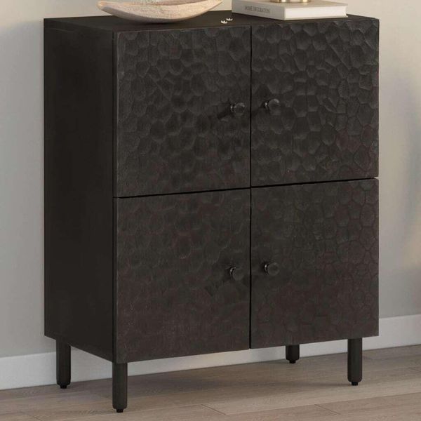2025 Cloris Vetrina Laterale Nero 60X33X75 Cm Legno Massiccio Mango - Cassettiere Vendita1385167 1Pacco-image