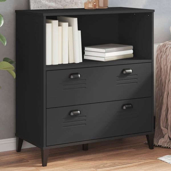 2025 Libreria Moderna Viken Nero 80X40X90 Cm Materiale A Base Di Legno - Librerie,Design 1268406 1Pacco-image