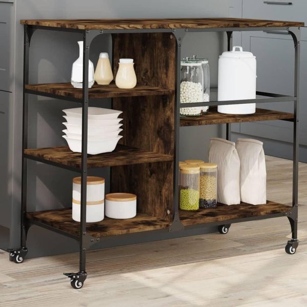 Stabli MöBel Carrello Da Cucina In Rovere Affumicato 100X45X89,5 Cm Materiale A Base Di Legno - Carrello Portavivande CC5589336 1Pacco-image