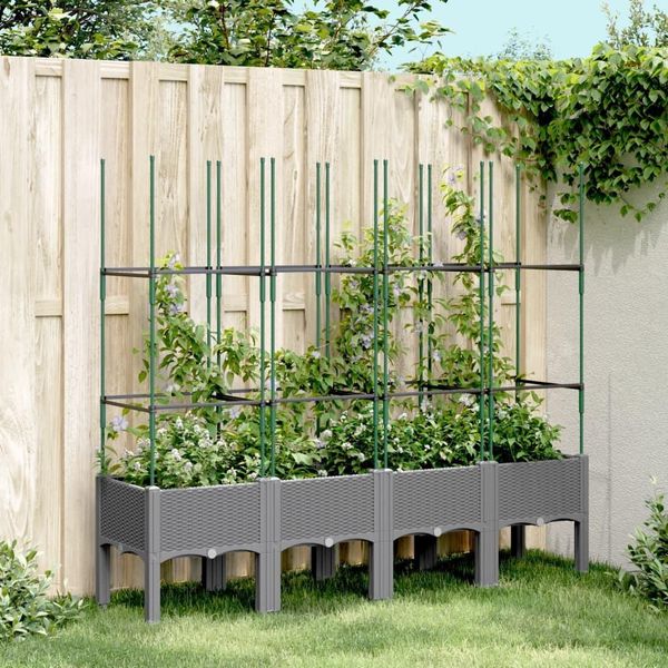 Maison Exclusive - Fioriera Con Griglia Rampicante Grigio Chiaro 160X40X142,5 Cm Pp-image