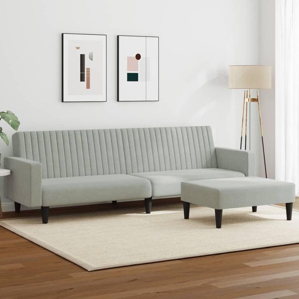 Pratico Set Di Divani A 2 Pezzi In Velluto Grigio Chiaro - Divani Classici, Mobili Di Design 7182691 2Parcel-image