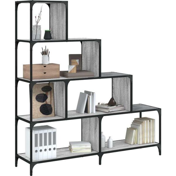 Bei Cloris Libreria 4 Ripiani Grigio Sonoma 139X33,5X149 Cm Materiale A Base Di Legno - Librerie Nuovo9692516 1Pacco-image