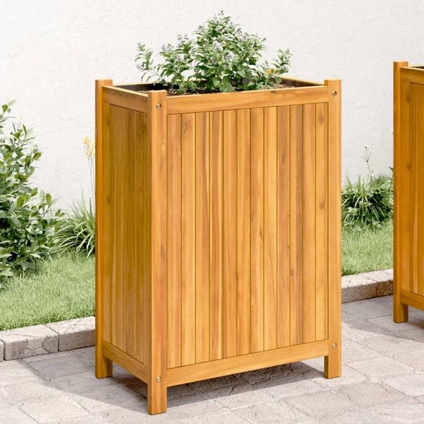 Bei Cloris Fioriera Con Inserto 31X31X75 Cm In Legno Massiccio Di Acacia - Letti Nuovo8856922 1Pacco-image