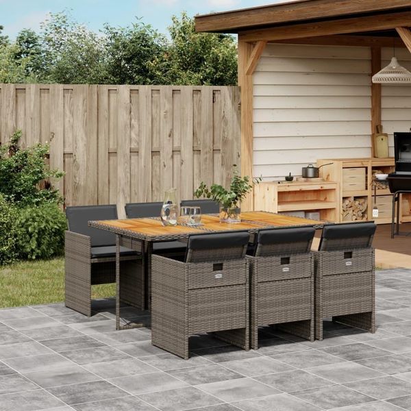 Bei Cloris Set Di Mobili Da Giardino Set Di Mobili Da Balcone Set Da Pranzo Da Giardino 7 Pezzi Con Cuscini Grey Poly Rattan - Set Di Mobili Da Giardino New1886437 3Parcel-image