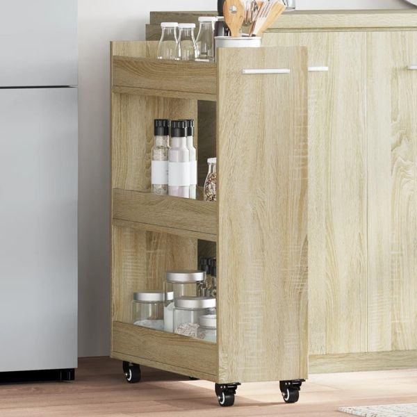 Best MöBel Vetrina Armadio Con Rotelle Rovere Sonoma 60X22X79 Cm Materiale Legno - Cassettiere CL4547403 1Pacco-image
