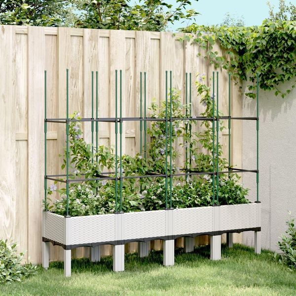 Maison Exclusive - Fioriera Con Griglia Rampicante Bianca 160X40X142,5 Cm Pp-image