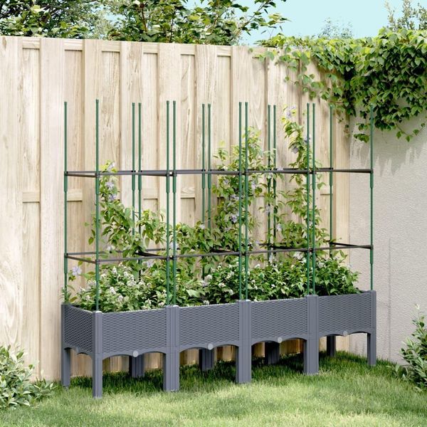 Maison Exclusive - Fioriera Con Griglia Rampicante Blu-Grigio 160X40X142,5 Cm Pp-image