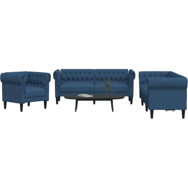 Design New Set Di Divani A 3 Pezzi In Tessuto Blu - Divani Classici Arredamento2025 CHY5355764 3Parcel-image