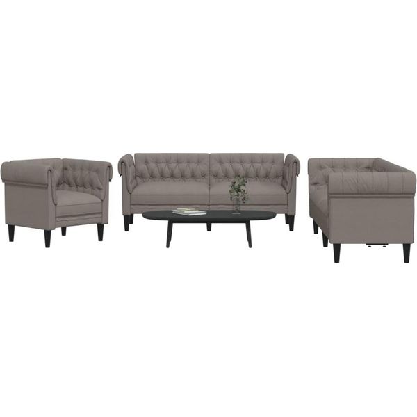 2025 Cloris Set Divano 3 Pezzi Tessuto Taupe - Vendita Divani Classici7381092 3Parcel-image